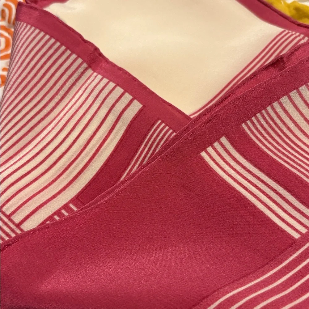 Dior Red and Cream Striped Silk Scarf